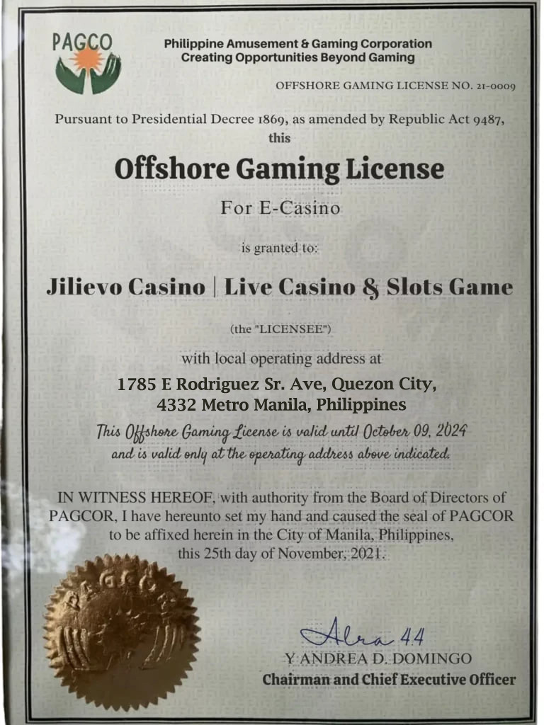 JILIEVO Casino License Information