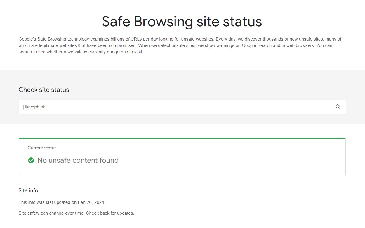 No unsafe content was found on the Jilievo Website.