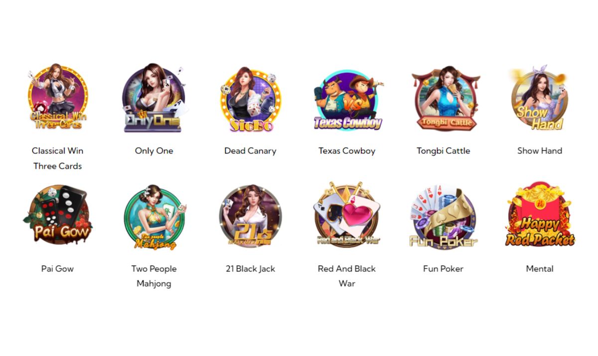 The games available at Lucky Cola Casino.