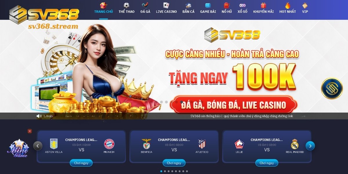 Các danh mục game nhất định phải thử tại sv368.stream